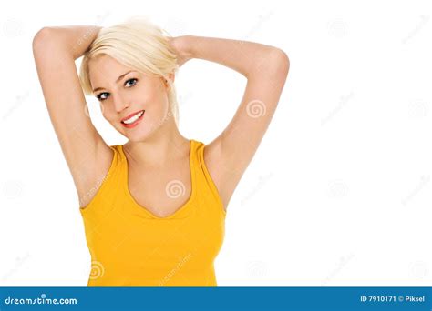 Woman With Hands Behind Head Stock Image Image 7910171