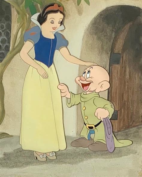 Original Production Animation Cels Of Snow White And Dopey From Snow White And The Seven Dwarfs