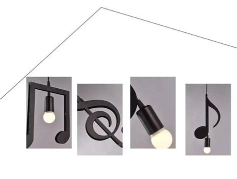 Matte Black Musical Notes Ceiling Light Artistic Pod