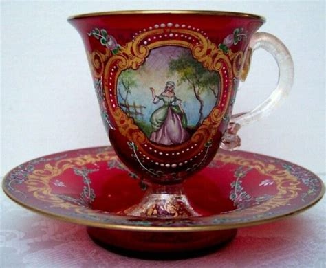 Moser Glass Ruby Cup And Saucer In 2020 Tea Cups Vintage Antique Tea Cups Vintage Cups