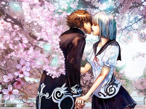 cute anime couple kiss wallpaper romantic wallpapersafari bochicwasure