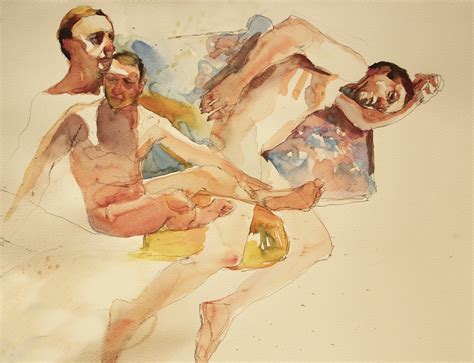 Male Nude Study Watercolor Painting 1598