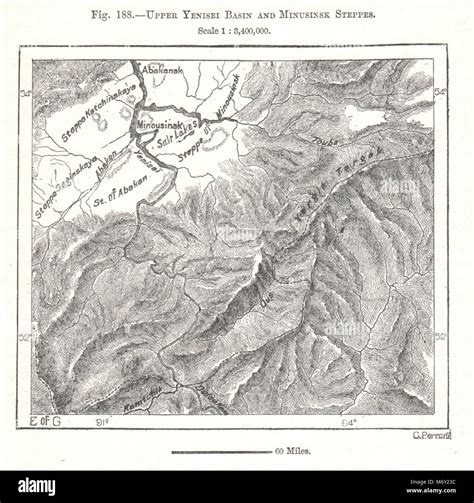 Upper Yenisei Basin And Minusinsk Steppes Russia Sketch Map 1885 Old