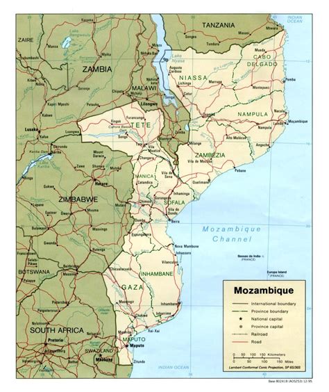 Map Of Mozambique Roads Map Of Mozambique Roads Eastern Africa Africa