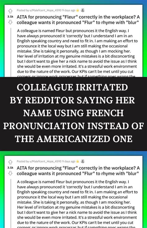 Colleague Irritated By Redditor Saying Her Name Using French