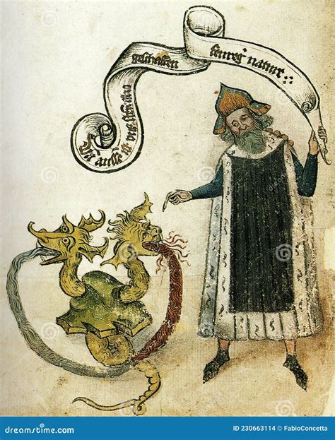 Alchemical Illustration Of The Fountain Of The Two Headed Dragon From