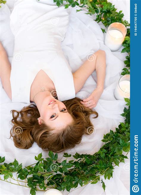 A Lovely Young Lady Lying Upside Down Stock Image Image Of Healthy