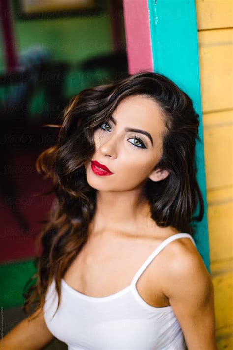 Vertical Portrait Of A Beautiful Hispanic Female Model By Stocksy Contributor Kristen Curette