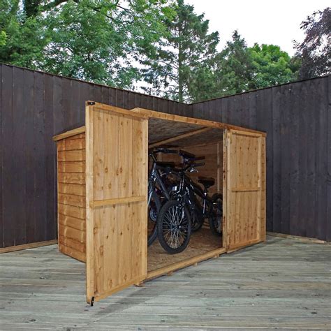 Wooden Bike Shed 4x6 Overlap Garden Storage Windowless Double Door Pent