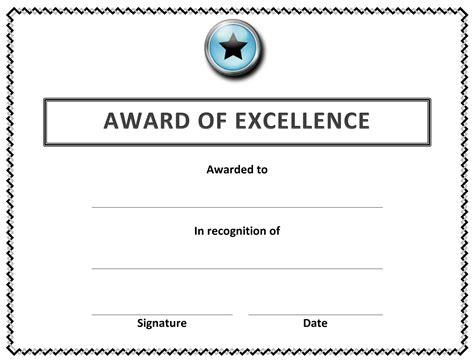 Free Award Of Excellence Certificate Template