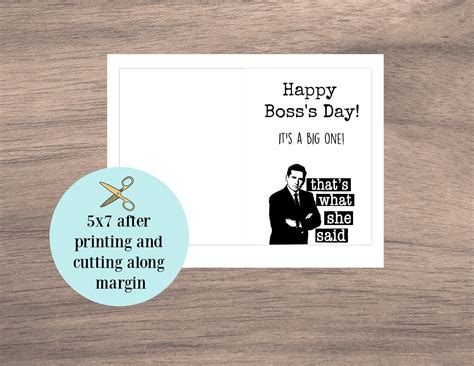 Printable The Office Bosss Day Card Printable Funny Bosss Day Card