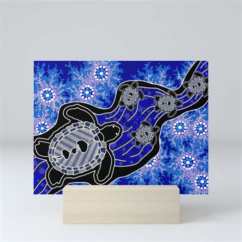 Authentic Aboriginal Art Baby Sea Turtles Mini Art Print By Hogarth