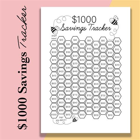 A6 1k Savings Tracker Printable 1000 Savings Challenge Etsy