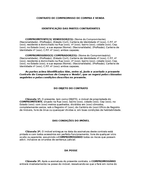 600 Modelos De Cartas Contrato De Compromisso De Compra E Venda 600