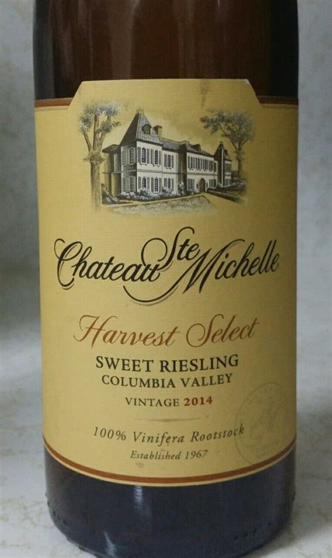 Chateau Stmichelle Sweet Reisling Usa 12 Alcohol 15 A Light Sweet