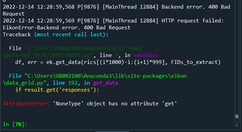 Attributeerror Nonetype Object Has No Attribute Get Eikon Api