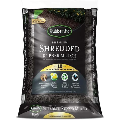 Rubberific 08 Cu Ft Shredded Rubber Mulch Black Garden