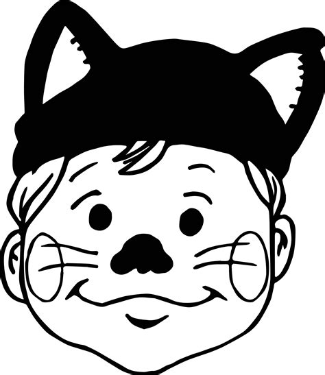 Cat Boy Face Coloring Page