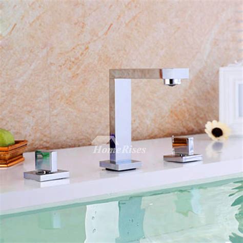 Not actually looking like the typical faucet with smoothed edge design, this has more squared features with a stick protruding from its top that is very distinctive as the faucet's lever. High End Bathroom Faucets 3 Hole Widespread Silver/Gold ...