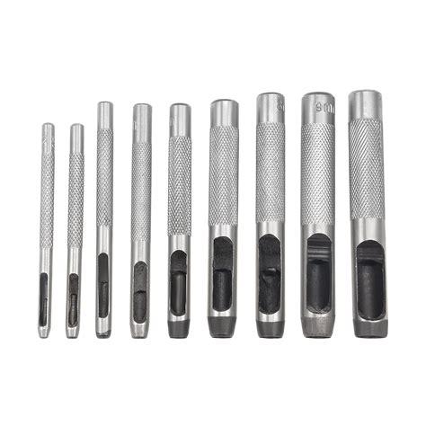 9pcs Round Steel Hollow Punch Set 25mm To10mm Leather Craft Hollow
