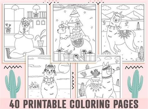 Llama Coloring Pages 40 Printable Llama Coloring Books for - Etsy