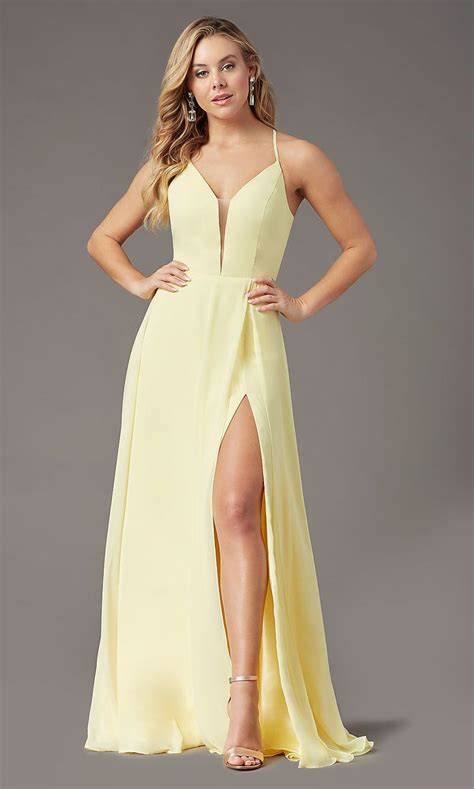 Corset Back Long Faux Wrap Prom Dress By Promgirl Prom Dresses Yellow