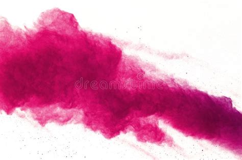 Abstract Pink Powder Splatted On White Backgroundfreeze Motion Of