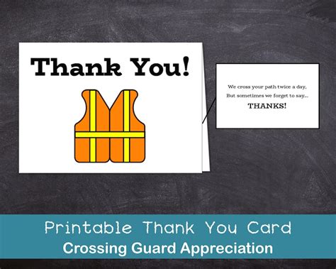 Printable Download Crossing Guard Thank You Card Safety Appreciation