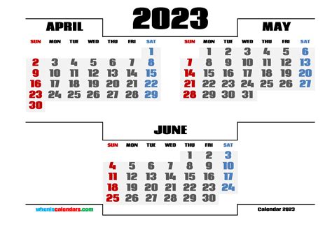 April May June 2023 Printable 3 Month Calendar Rezfoods Resep Vrogue