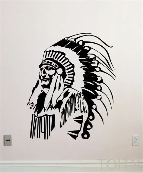 Buy Native American Wall Decal Feather Indian Chief Vinyl Sticker Home Interior