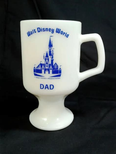 Vintage Milk Glass Walt Disney World Souvenir Pedestal Coffee Cup ~ Dad 1036 Picclick