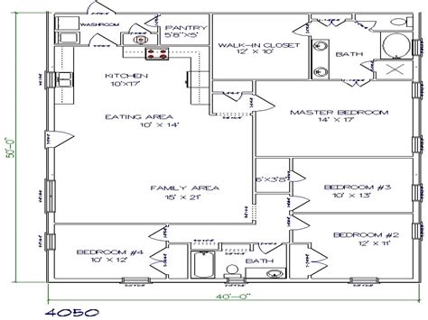 Texas Barndominium Floor Plans 40X50 Metal Building House Plans