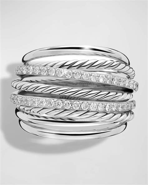 David Yurman Crossover Ring With Diamonds Neiman Marcus
