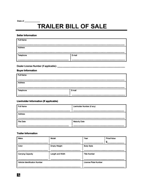 Printable Camper Bill Of Sale Template Calgarylasopa