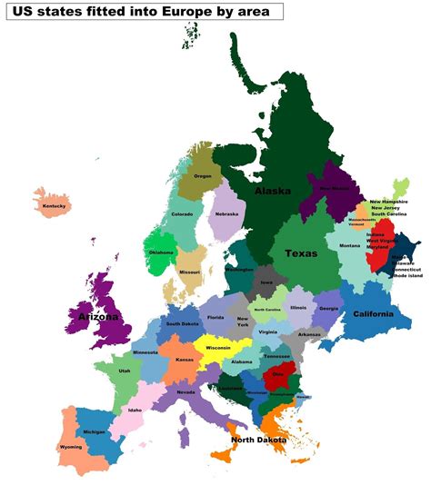 Us States Fitted Into Europe By Area Vivid Maps Europe Map Map