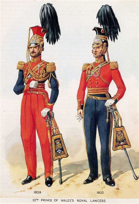 Униформа офицера 12 уланского полка слева 1828 год справа 1832