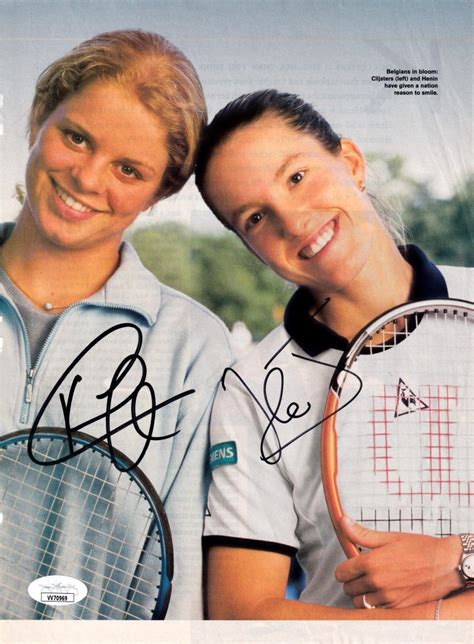 Kim Clijsters And Justine Henin Autographed Full Page Tennis Magazine
