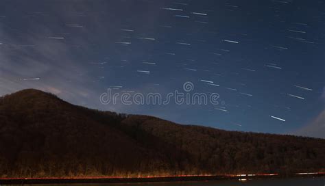 Star Trails Over Mountain Stock Photo Image Of Astrophoto 89653334