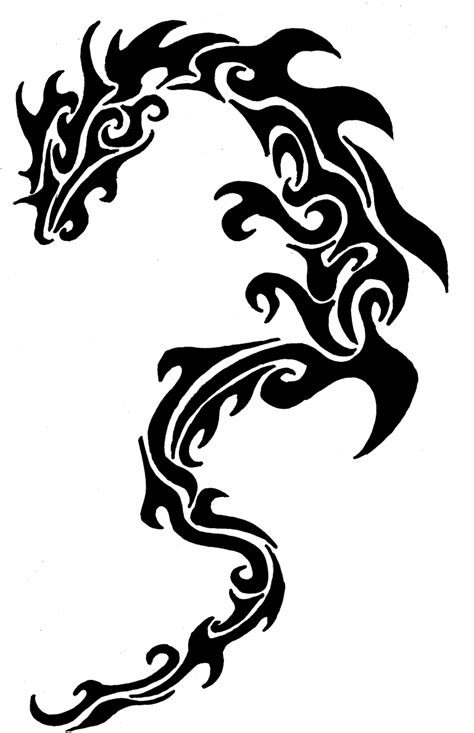 Tribal Dragon Design Black And White Black And White Two Dragon