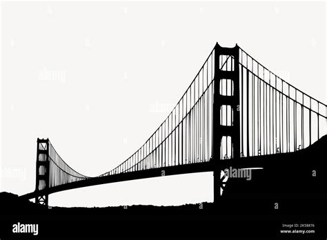 Golden Gate Bridge Silhouette Clipart Landmark Illustration Vector