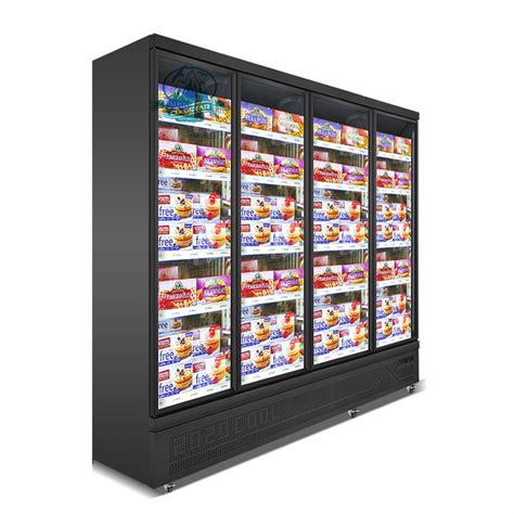 Four Glass Doors Freezer Upright Ice Cream Showcase Display Freezer