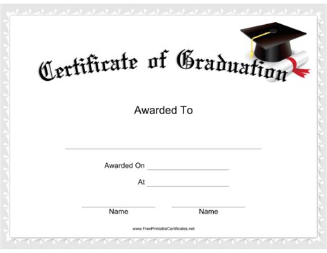 Just download one, open it in a program that can display the pdf files, and print. This Graduation Certificate features a mortarboar ...