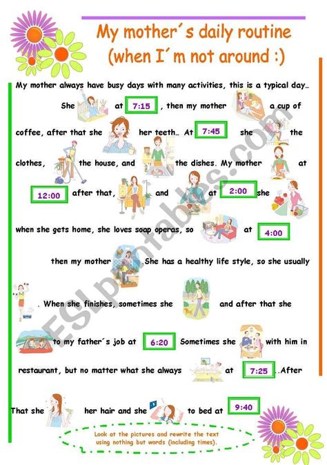 Vocabulary Daily Routine 3rd Person ESL Worksheet By Karen1980