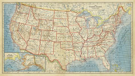 Vintage Map Of The United States United States Map Europe Map