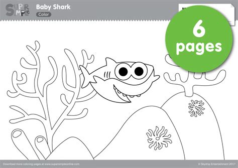 Baby shark coloring pages | 70 images free printable. Baby Shark Coloring Pages - Super Simple | Shark coloring ...