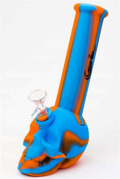 9″ Genie Skull Multi Colored Detachable Silicone Water Bong View Smoke
