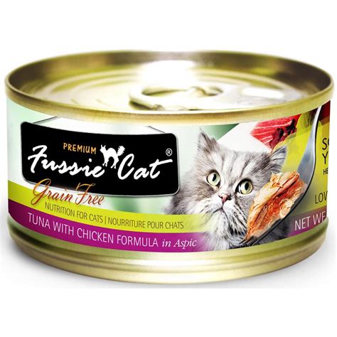 Our wet cat food reviews are ordered by overall rating from highest to wet cat food also contains the same essential nutrients as dry food, such as iron, zinc, and biotin, but is more easily digested. Fussie Cat Premium Tuna With Chicken In Aspic Canned Cat Food 80g - Kohepets