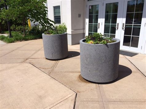 Round Concrete Planter W Toe Kick Site Furnishings Outdoor Planters