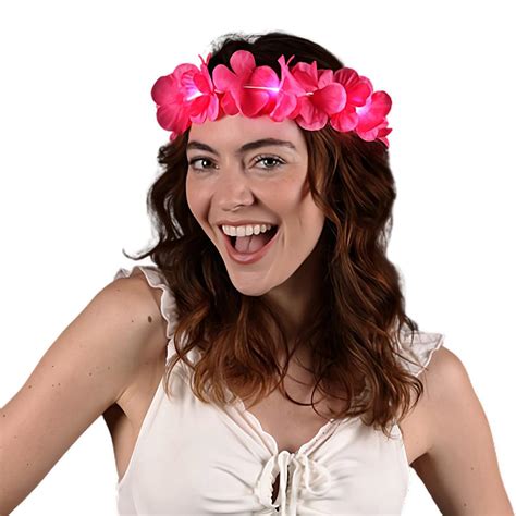 Island Girl Tropical Flower Crown Lei Headband Pink