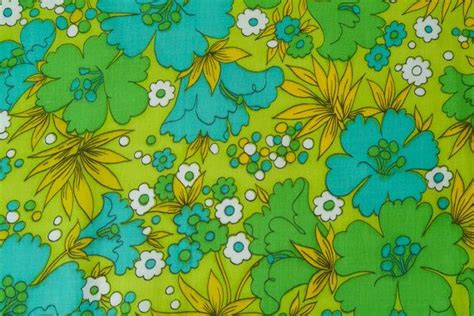 1960 s mod cotton green floral fabric etsy pattern art prints printing on fabric